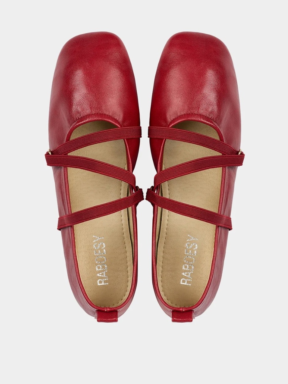 Boss Red Leather Crisscross Ballet Flats